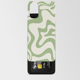 Retro Liquid Swirl Abstract Pattern Light Sage Green and Cream Android Card Case