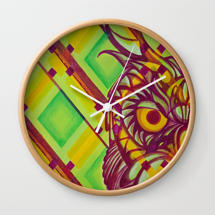 Green Owl Wall Clock