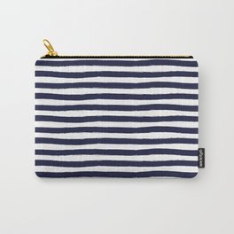 Navy Blue and White Horizontal Stripes Carry-All Pouch