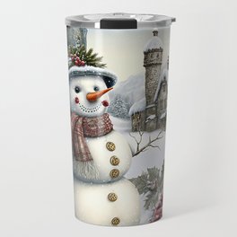 Vintage Christmas Snowman Travel Mug