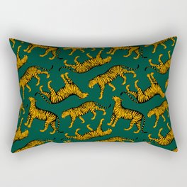Tigers (Dark Green and Marigold) Rectangular Pillow
