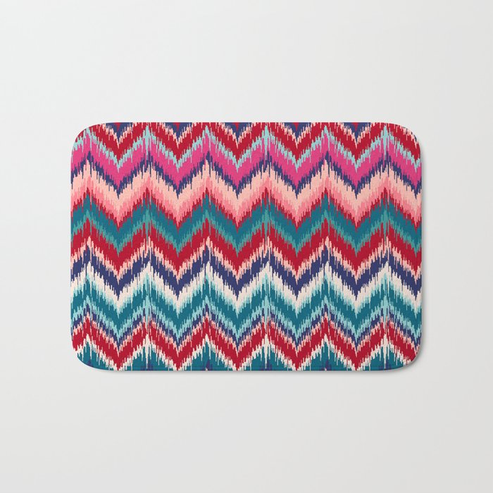 8-Bit Ikat Pattern – Indigo & Fuchsia Bath Mat