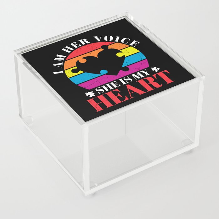 I Am Her Voice He Is My Heart Autism Acrylic Box