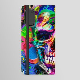 abstract colorful background with colorful skull Android Wallet Case