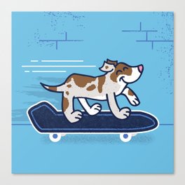 Skateboarding Dog, Zipping By Canvas Print
