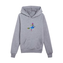 Witch in watercolor Kids Pullover Hoodies