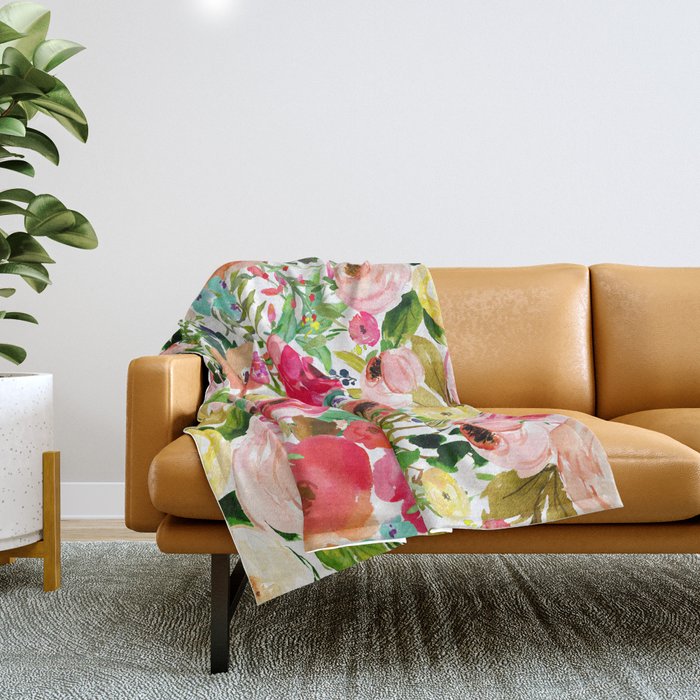 Floral Garden Collage Throw Blanket