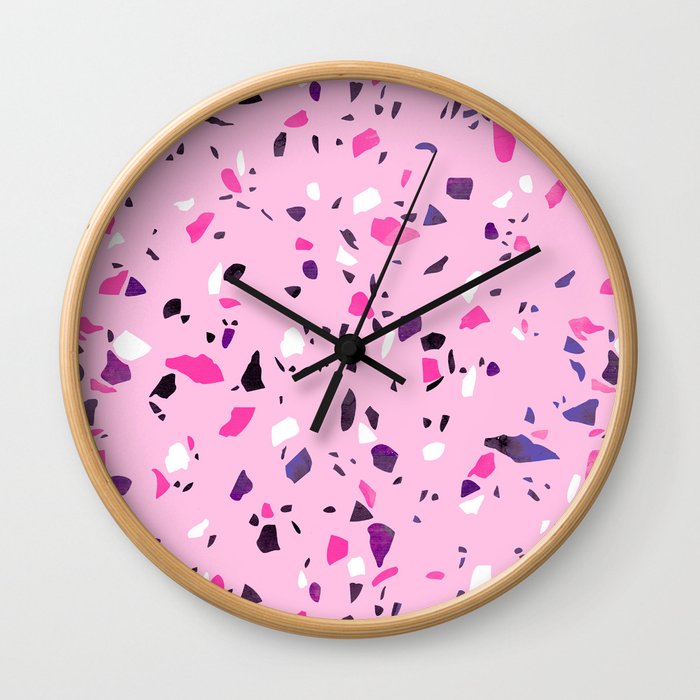 Pink Shadows Terrazzo Wall Clock