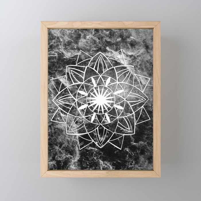 Star Mandala on Enigmatic Black Marble #1 #decor #art #society6 Framed Mini Art Print
