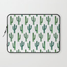 Watercolor green cactus pattern. Modern cacti illustration. Nature botanical art Laptop Sleeve