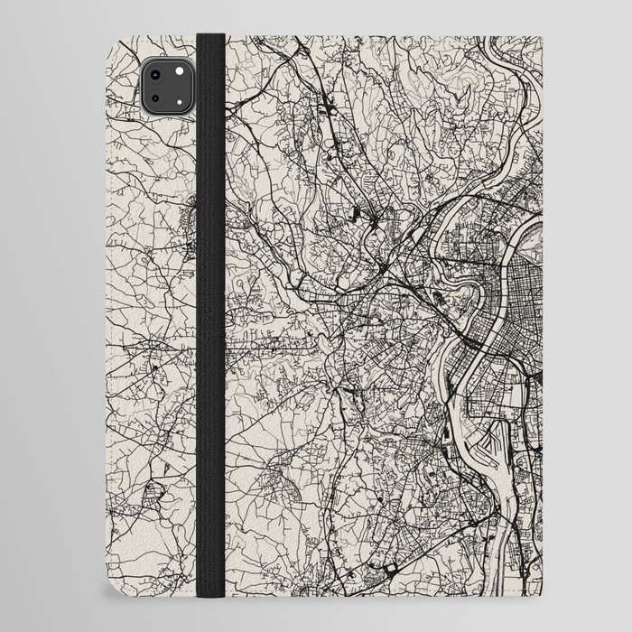 Lyon in France - Black&White Map iPad Folio Case