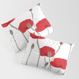 Hand drawn stylized poppies on white background Pillow Sham