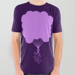 Purple Party Balloons Silhouette All Over Graphic Tee