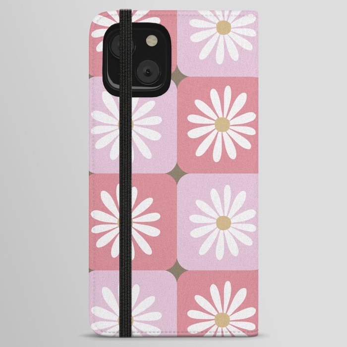 Checkered Daisies – Blush & Gold iPhone Wallet Case