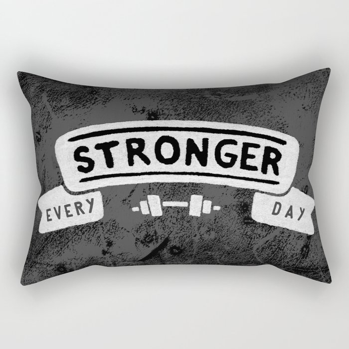 Stronger Every Day (dumbbell, black & white) Rectangular Pillow