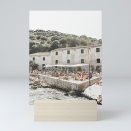 Busy Sicilian Beach Life | Tonnara di Scopello Beach of Sicily, Italy travel photography beach wall art Mini Art Print