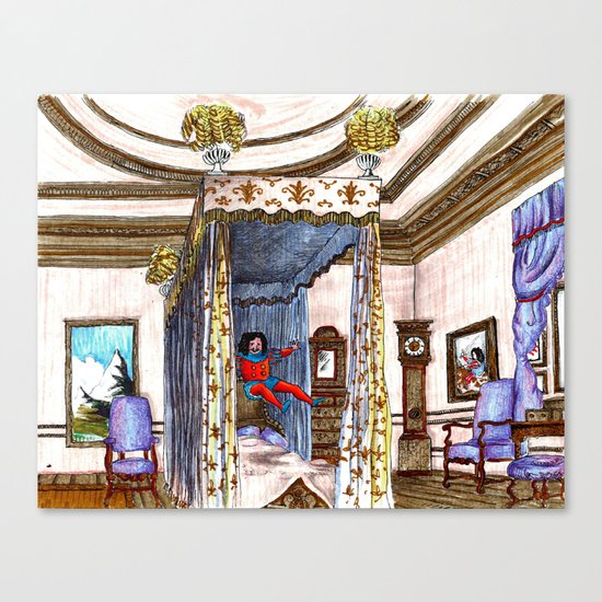 King Charles II jumping on his bed. Canvas Print