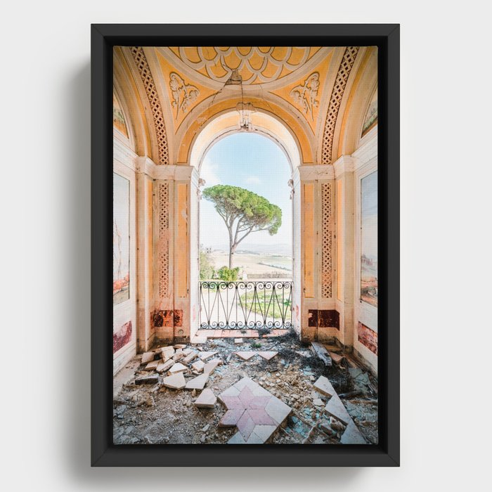 Italian View in Decay Framed Canvas