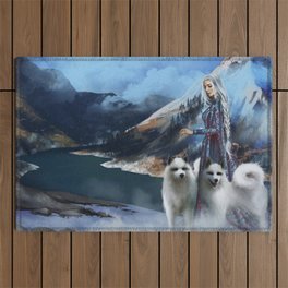 Snow Queen Snowflakes by K.M. Shea book cover Outdoor Rug