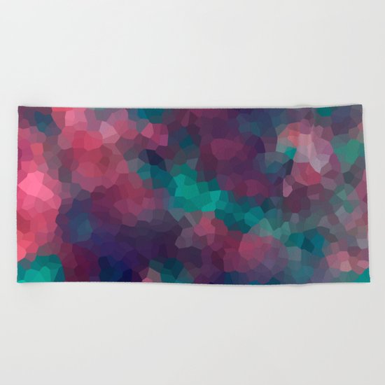Abstract pattern blue raspberry and turquoise crystals . Beach Towel