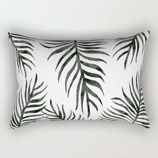 Black Fern Pattern Rectangular Pillow