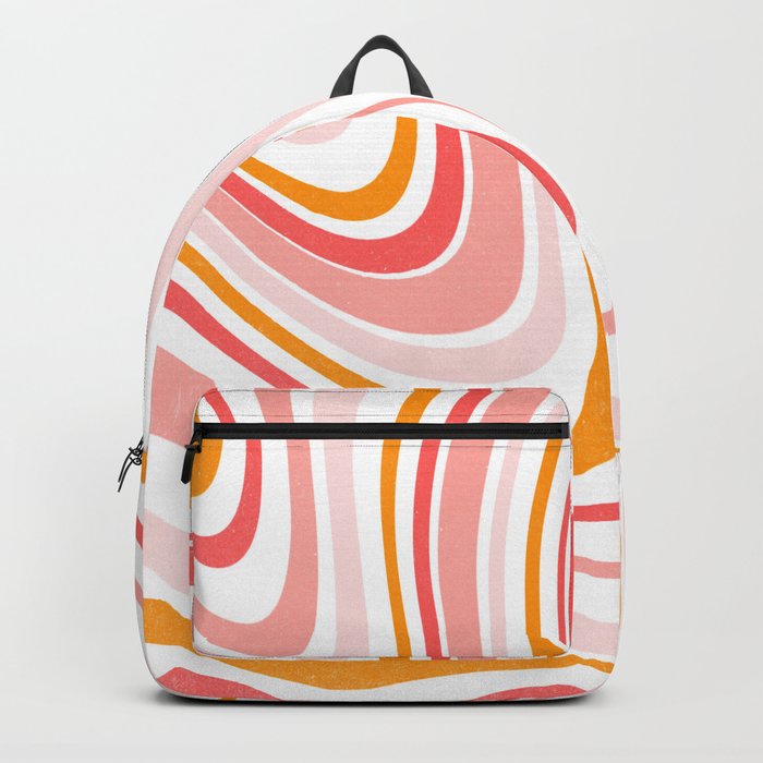 Retro 70s swirl pink abstract pattern Backpack