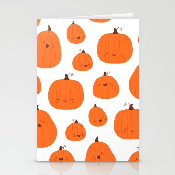 Smiling Orange Pumpkins Stationery Cards