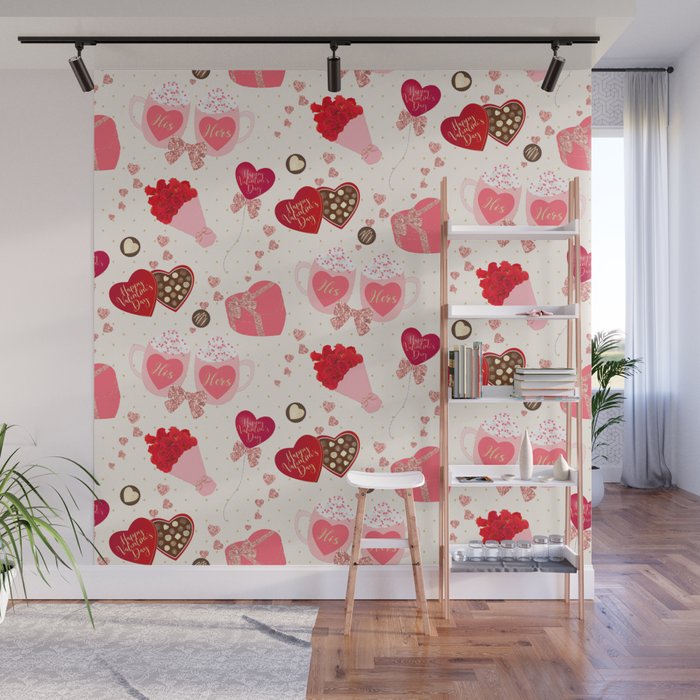 Valentine's Day Pattern Wall Mural