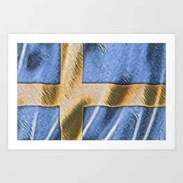 Sweden Flag Regular Shape Cross Scandinavian North Ocean Art Print | Sweden, Ocean, Cross, Flag, Scandinavian, Painting, North, Shape, Pattern, Regular 