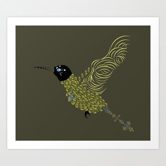 Abstract Hummingbird Art Print