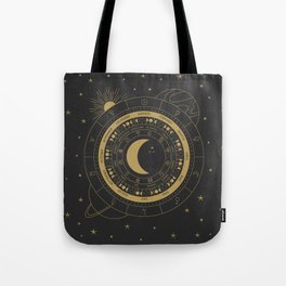 Lunar Calendar 2021 Black Tote Bag | Zodiac Sign, Calendar, Magic, Full Moon, Universe, Horoscope, Galaxy, New Year, Moon, Gold 