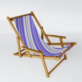 [ Thumbnail: Light Grey and Slate Blue Colored Striped Pattern Sling Chair ]