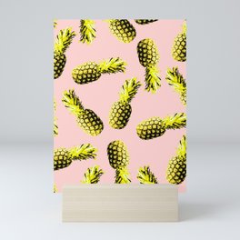 Pineapple Pattern on Pink Mini Art Print