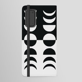 Moon Phases 11 in Black and white Monochrome Android Wallet Case