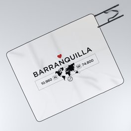 Barranquilla - Colombia - World Map with GPS Coordinates Picnic Blanket
