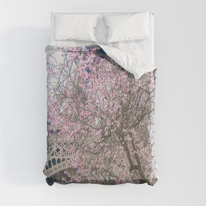 Paris in Springtime with the Eiffel Tower Duvet Cover