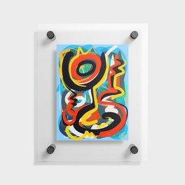 Red Yellow Abstract Primitive Art Floating Acrylic Print