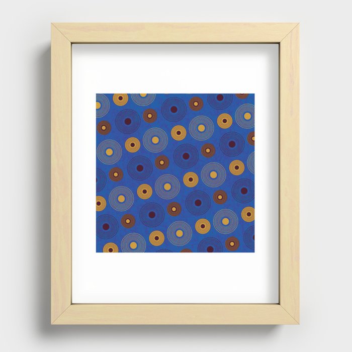 Blue Ankara Wax Pattern Recessed Framed Print