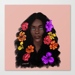 Woman with flowers in her hair  Canvas Print