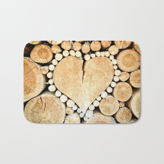 Wood Heart Symbol Bath Mat