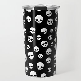 White Skulls Goth Alternative Pattern  Travel Mug