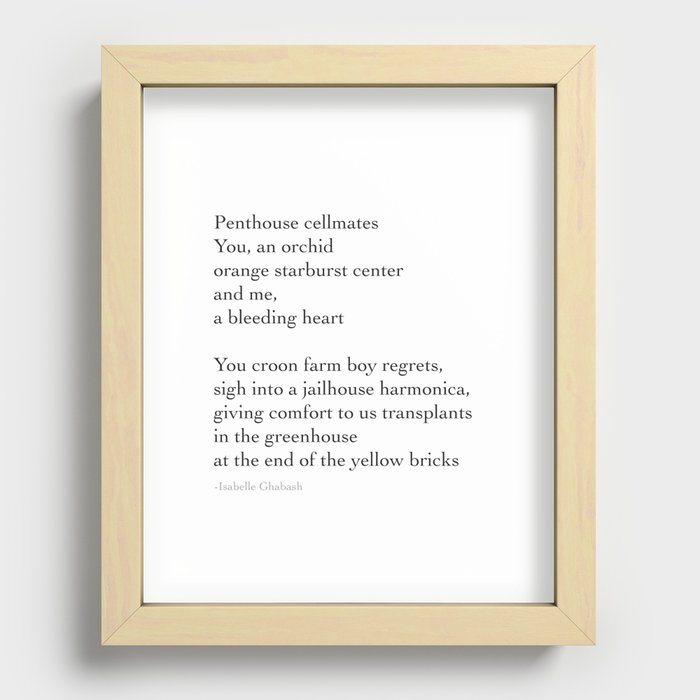 Penthouse (Poem) - Black & White Recessed Framed Print