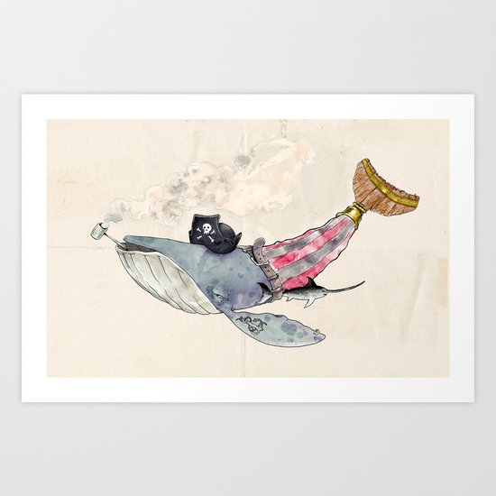 Pirate Whale Art Print