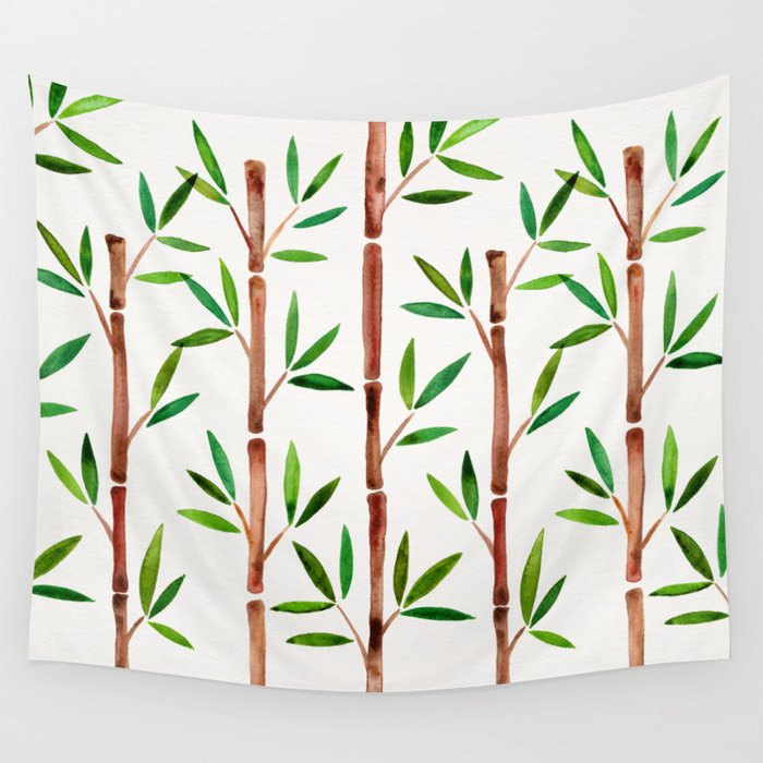 Bamboo Stems – Green Leaves Wall Tapestry