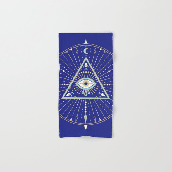 Evil Eye Mandala – Navy Hand & Bath Towel