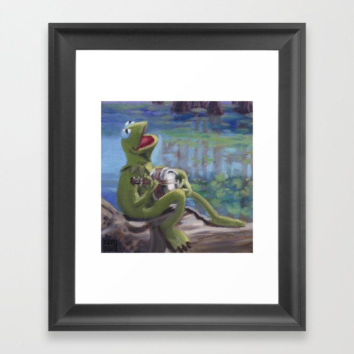 Banjo Playing Frog Framed Art Print