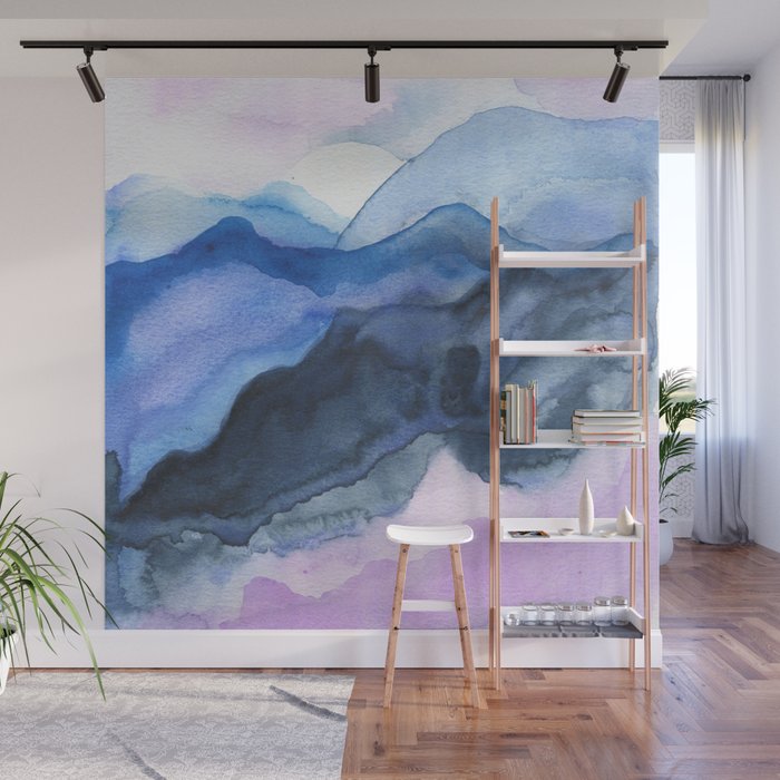Mountain Abstract Watercolor Wall Mural By Jenmerli Society6