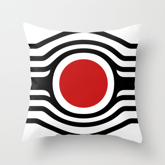 Red, Black and White Bullseye Throw Pillow