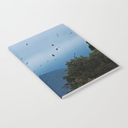 Ravens Flying Birds Clouds Mountains Landscape Notebook