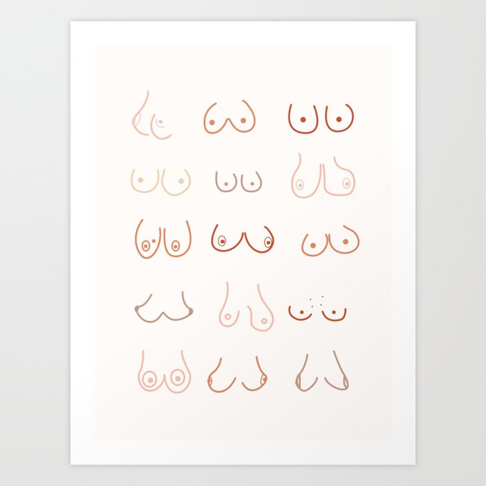 Line Art Nude Funny Boobies - Body Positive abstract art Art Print by  GraphicWorldGifts